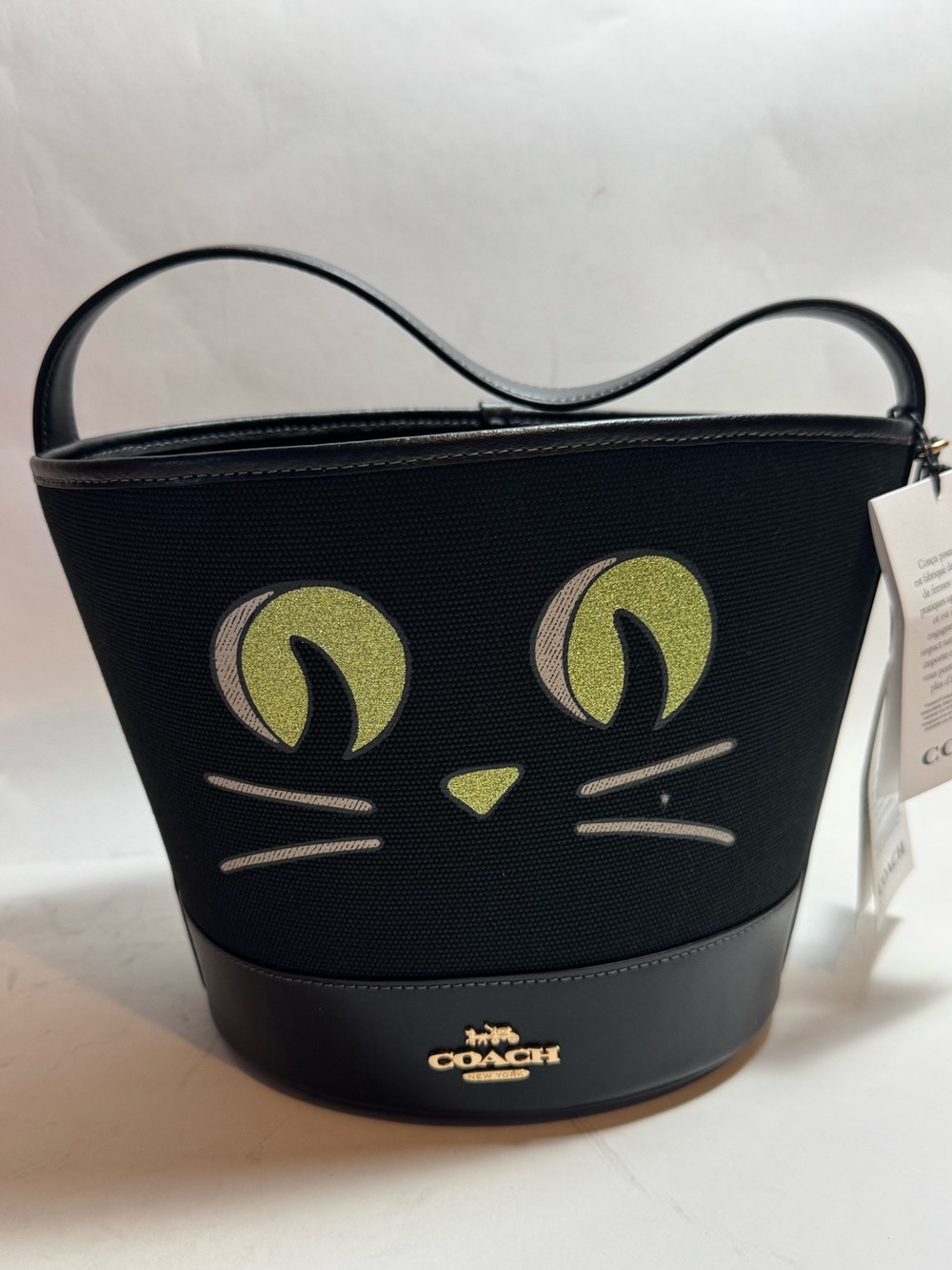 COACH 2024 Halloween Black Cat Bucket Bag